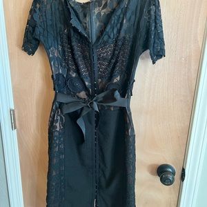 Byron Lars Black Lace Midi Dress